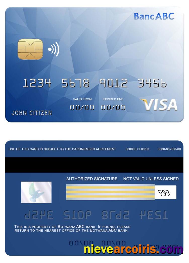 Bostwana  ABC bank visa card